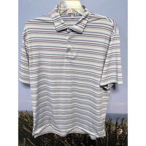 Peter Millar Summer Comfort‎ Golf Polo Shirt Mens Large Blue Red Striped